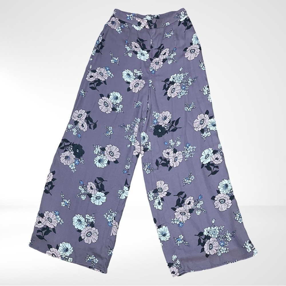 Sadie and Sage Wide Leg Floral Lined Trousers Mauve and Pink Size Small EUC​​​​​ - Picture 3 of 10